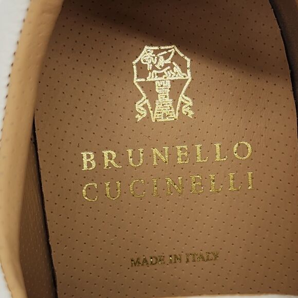 Brunello Cucinelli Deerskin Leather Low Top Sneakers Off White size 40 7US $995 - Picture 7 of 9